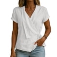 thumbnail image 3 of TGSLY Adjustable Wrap Side Tie Tops for Women Breathable Soft V Neck Short Sleeve Blouses Loose Fit Dressy Casual Solid Color T-Shirts S, 3 of 8
