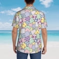 thumbnail image 4 of Sikiie different patchwork Print Men's Hawaiian Shirt, Summer Beach Button Pocket Short Sleeve T-Shirt,Small, 4 of 7