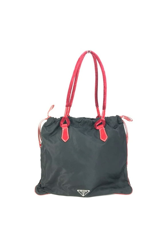 Pre-Owned PRADA Bicolor Tote Bag Shoulder Bag Shoulder bag Hand Bag Black Red (Good)