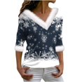 thumbnail image 2 of Birdeem Joyeux Noël Blouse Décontractée à Manches Longues Col en V pour Femmes, 2 of 12