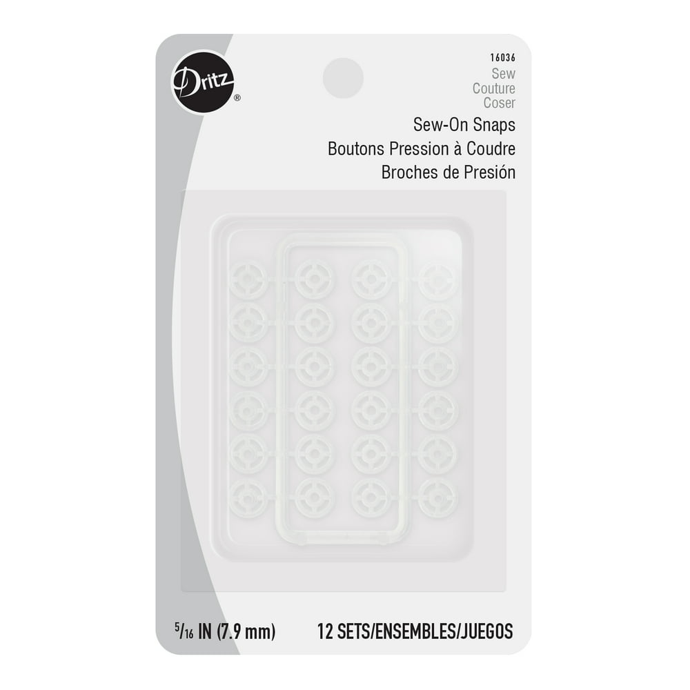 Dritz Clear Nylon SewOn Snaps, 12 Count