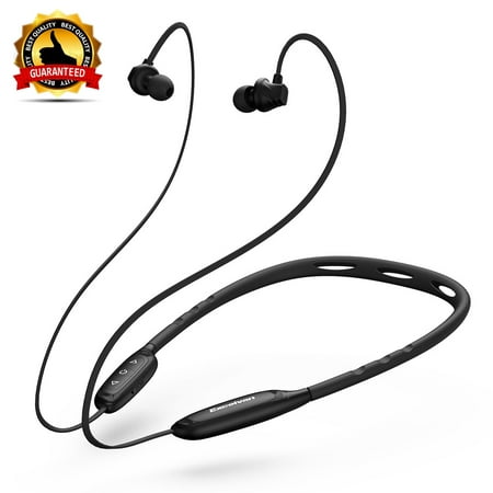 Sports Earbud Wireles Neckband Headset, Excelvan Noise-Canceling IPX5 Waterproof Earphones, BT Headphones W1, W/Call Vibrate Alert, Built-In Mic For IPhone Android Cell