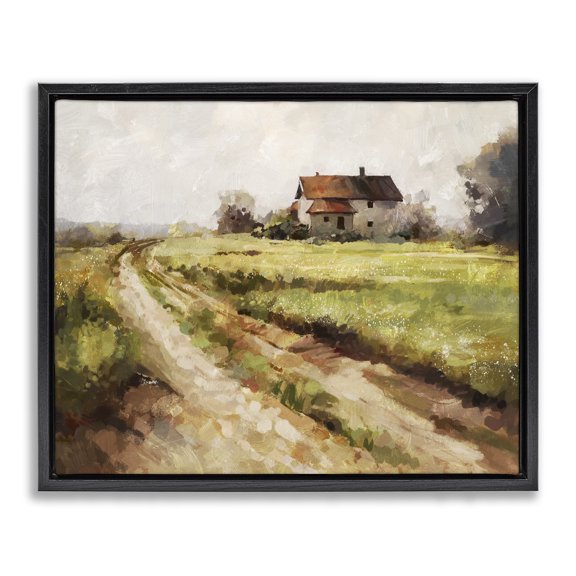 Stupell Industries Rustic Lodge Country Path to Barn Black Floating Frame Canvas Art, 21 x 17, by Ziwei Li