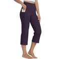 thumbnail image 2 of Mohiass Capri Pants for Women, Summer Casual Pull On Womens Capris, Women's Casual Pants & Capris, Ladies Capris with Pockets Purple M, 2 of 5