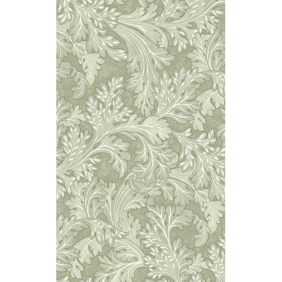 Sage Curling Leaves Tropical Wallpaper