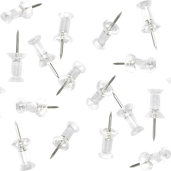 Clear Plastic Head Push Pins, 200 Count, Steel Point Tacks