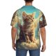 thumbnail image 3 of Balery Sunshine Cloud Cute Cat Camisa Casual de Manga Corta con Botones para Hombre, Texturizada, Estilo Cubano, para Playa, Verano-Large, 3 of 5