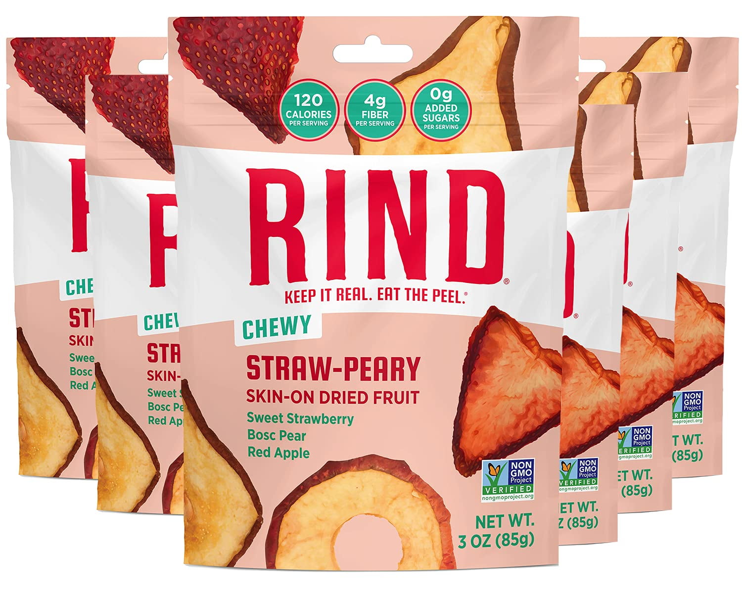 Rind Dried Strawberry Pear Fruit 3 oz (Pack Of 12)