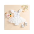 thumbnail image 3 of Multitrust Infant Baby Girls Easter Romper Dress Bunny Head Embroidery Fly Sleeve Tulle Skirt Hem Bodysuit Summer One-Piece Clothes, 3 of 9