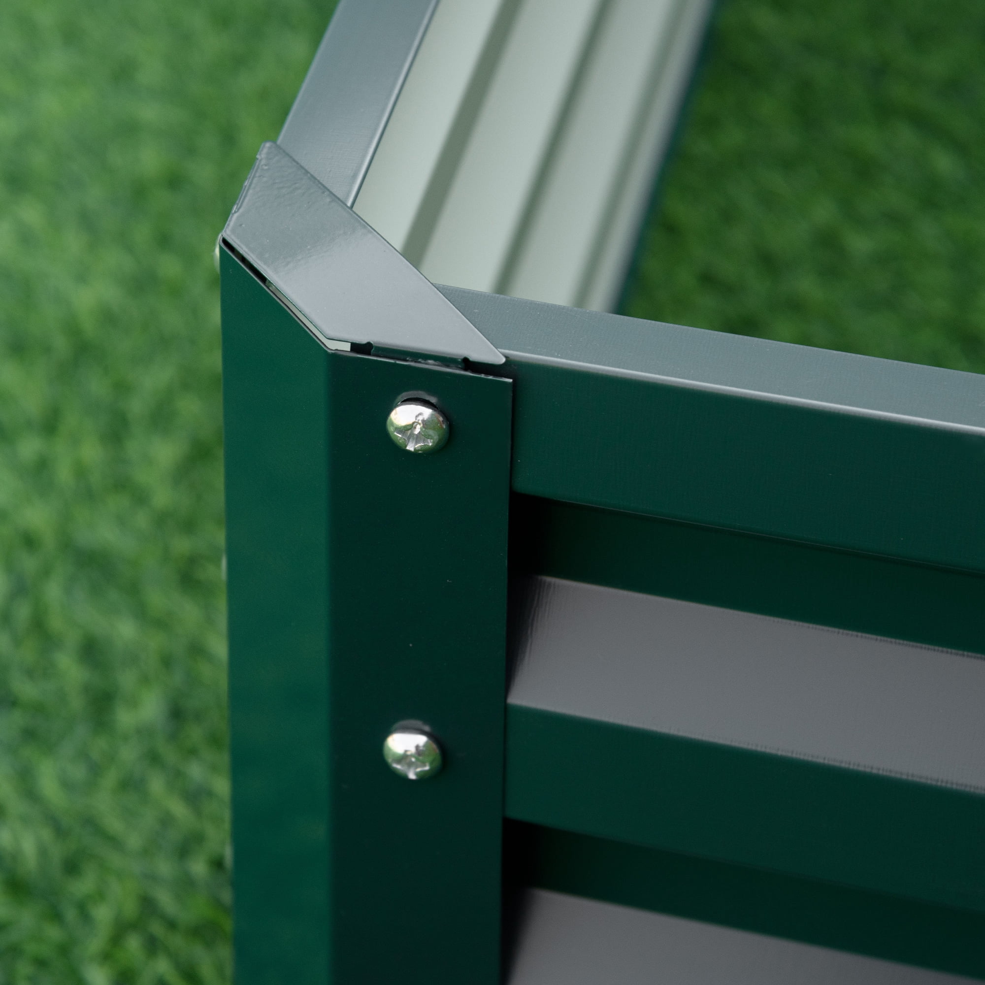 Galvanized Raised Garden Bed, Metal Planter Box, for Growing Vegetables, Flowers, Herbs, Succulents, Green, 4' x 4' x 1'