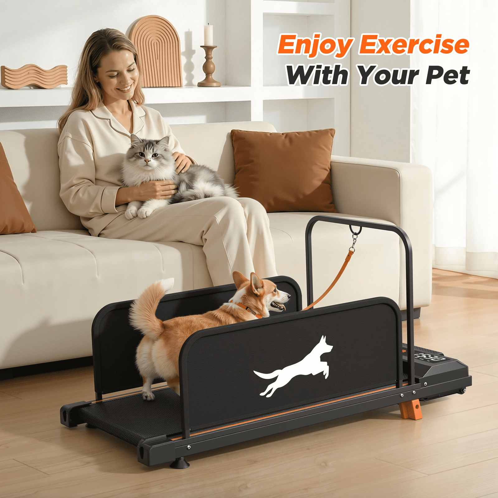 Mintazer 2-in-1 Pet & Human Treadmill, 2.5 HP Dog Treadmill with Remote Control & Incline, Black