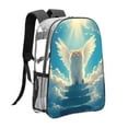thumbnail image 3 of Honeii Sunshine Cute Winged Cat Print Clear Backpack Heavy Duty Transparent Bag 17" See Through BookBag for Women Men Adults Work Festival Sports Travel, 3 of 7