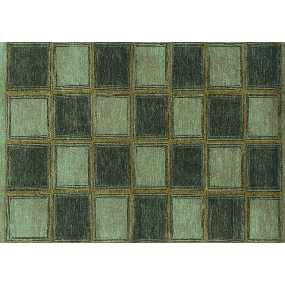 Ahgly Company Indoor Rectangle Checkered Turquoise Blue Modern Area Rugs, 5' x 7'