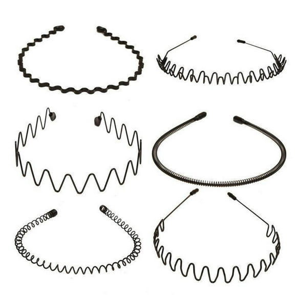 Man Hair Hoop, 6 Styles Non Slip Metal Portable Practical 6Pcs Hair Band  For Skincare For Gym