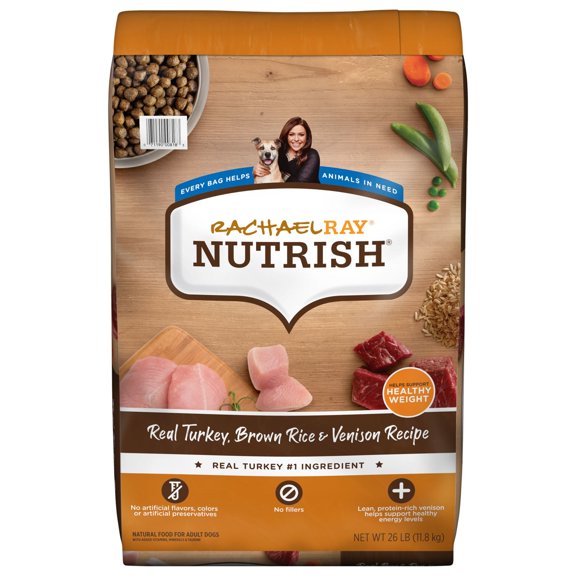 Rachael Ray Nutrish Natural Turkey, Brown Rice & Venison Recipe, Super Premium Dog Food (Various Sizes)