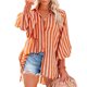thumbnail image 1 of Camisa con cuello en V para mujer, blusa holgada informal de manga larga con cuello vuelto, Tops con bolsillo para citas, 1 of 6