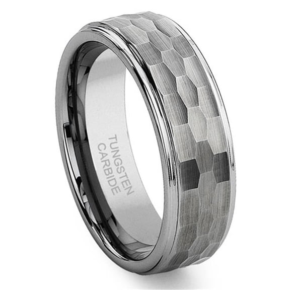 Andrea Jewelers Tungsten Carbide Hammer Finish Wedding Band Ring Sz 7.5