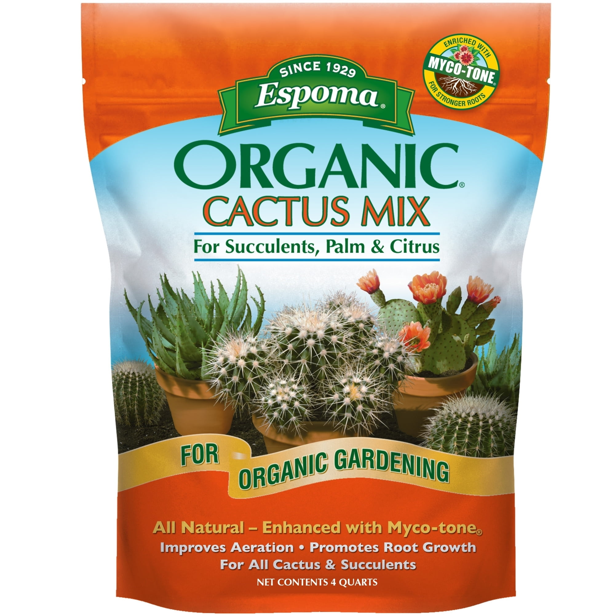 Espoma Organic Cactus Potting Soil Mix, Natural & Organic Soil for Indoor/Outdoor Cactus, Succulents, Palms, and Citrus, 4qt (Pack of 5)