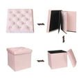 thumbnail image 6 of PINPLUS 15.7" Velvet Ottoman with Storage Cube, Folding Rest Seat with Removable Lid, Footstool for Living Room, Pink, 6 of 10
