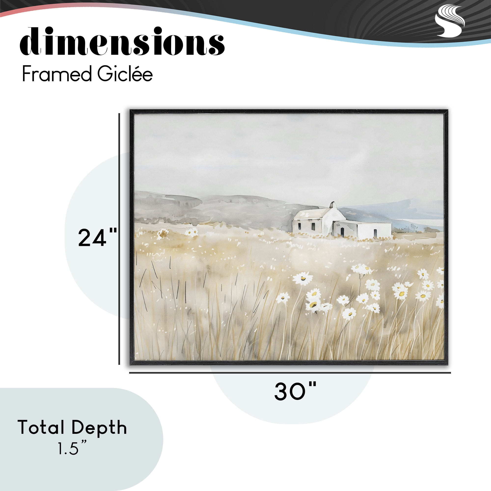 Stupell Industries Rustic Landscape Daisy Meadow Black Framed Giclee Art, design by Creative Studio