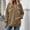 Brown, variant on Fesfesfes Women's Casual V Neck Hoodless Sweatshirt Drop Shoulder Long Sleeve Loose Fit Solid Color Pullover Top with Kangaroo Pocket for Fall Winter Daily Wear