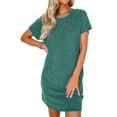 thumbnail image 1 of Lucoss Robe T-Shirt Mini à Manches Courtes Col Rond Décontractée d'Été pour Femmes, S-2TG, 1 of 5