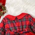 thumbnail image 4 of Odeerbi Kids Girls Long Sleeve Christmas Dress Peter Pan Collar Bowknot Plaid Tulle Dress Fall Winter Children's Clothing Spring Stylish Skirt Baby Dress Red, 4 of 8