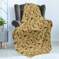 thumbnail image 4 of Southwestern Soft Flannel Fleece Blanket, Native Pattern Inspired by Caveman Drawings Prehistoric Art and Culture, Cozy Plush for Indoor and Outdoor Use, 50" x 70", Pale Yellow Brown, by Ambesonne, 4 of 5