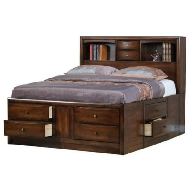 Queen Bookcase Bed With Underbed, King Bookcase Bed With Underbed Storage Drawers
