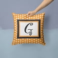thumbnail image 2 of Letter G Initial Monogram - Orange Polkadots Fabric Decorative Pillow, 2 of 4