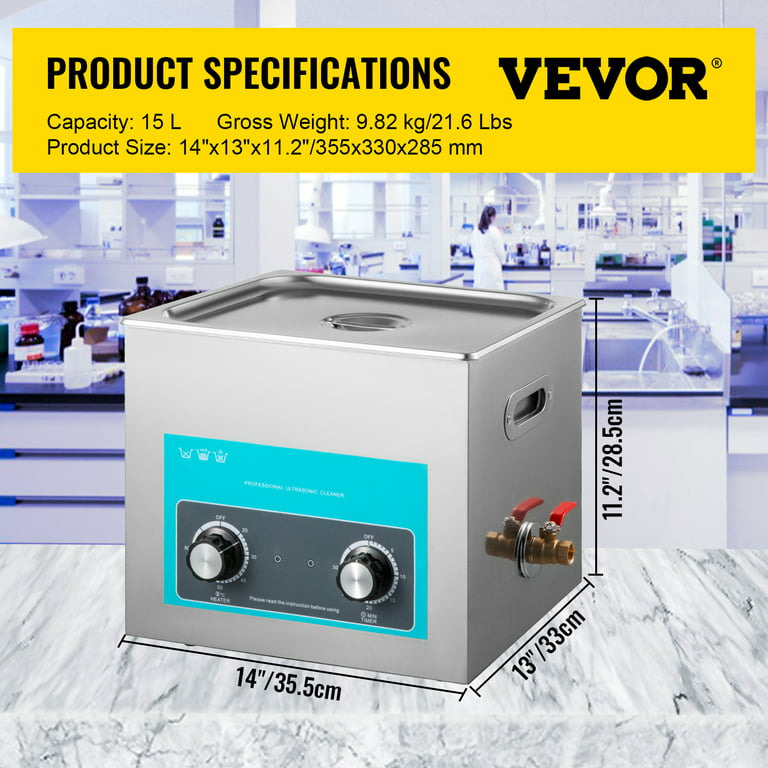VEVORbrand 15L Ultrasonic Cleaner 304 Stainless Steel Professional Knob  Control Ultrasonic Cleaners with HeaterTimer for Jewelry Watch Glasses  Circuit