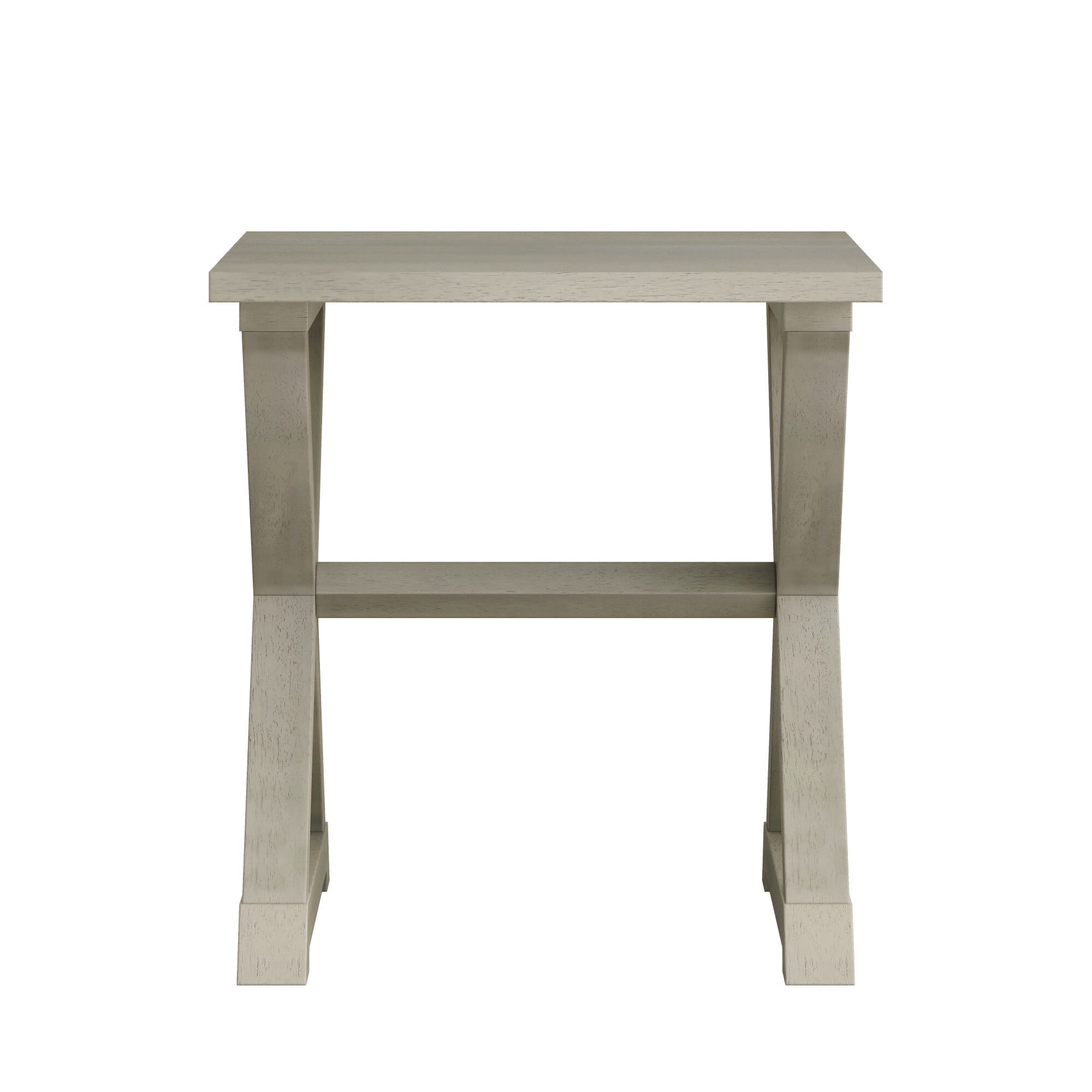 AENKYO Vintage End Table - Farmhouse Side Table with X-Shape Base & Large Top for Bedroom & Living Room, Antique Gray