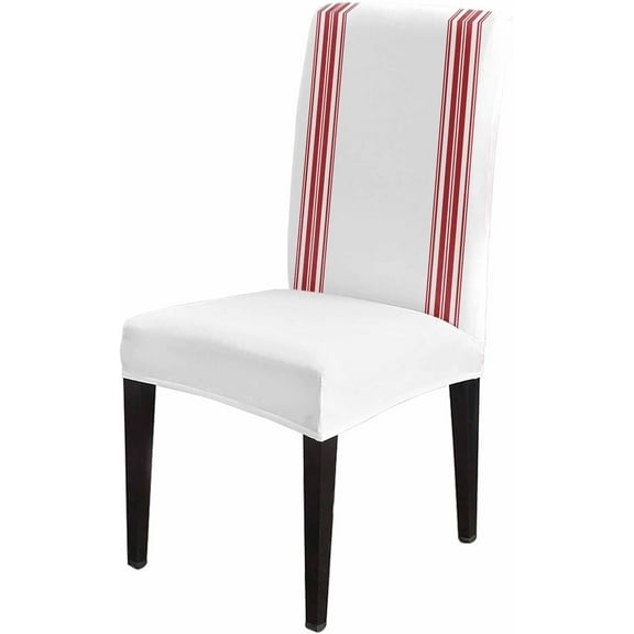 Chair Covers Red Ticking Vertically Stripe Dining Chair Slipcovers Simple Style White Stretch Removable Chair Seat Protector Party Decoration Set of 8