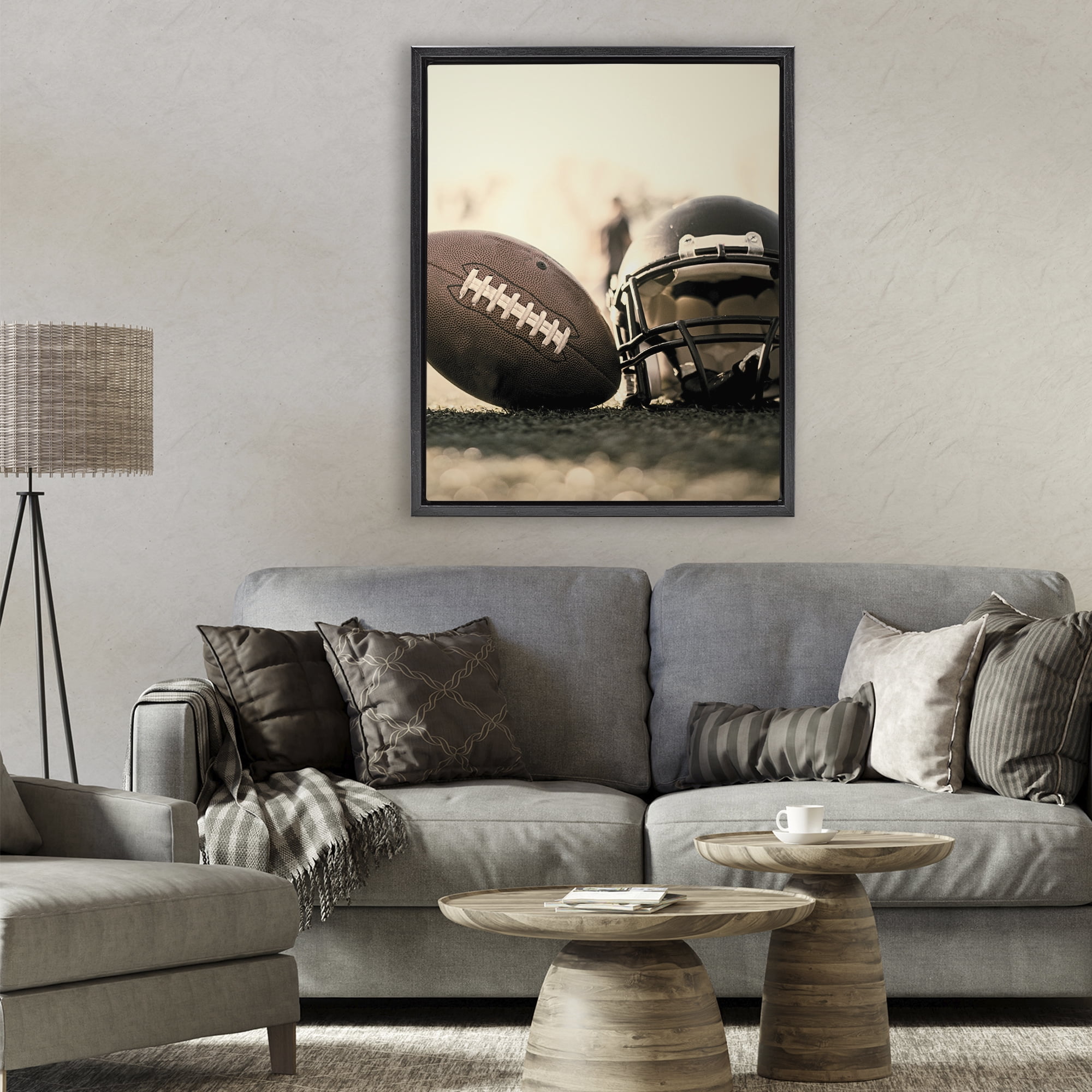 Stupell Industries Football Stand Alone Black Framed Floater Canvas Wall Art, design by Jesse Keith