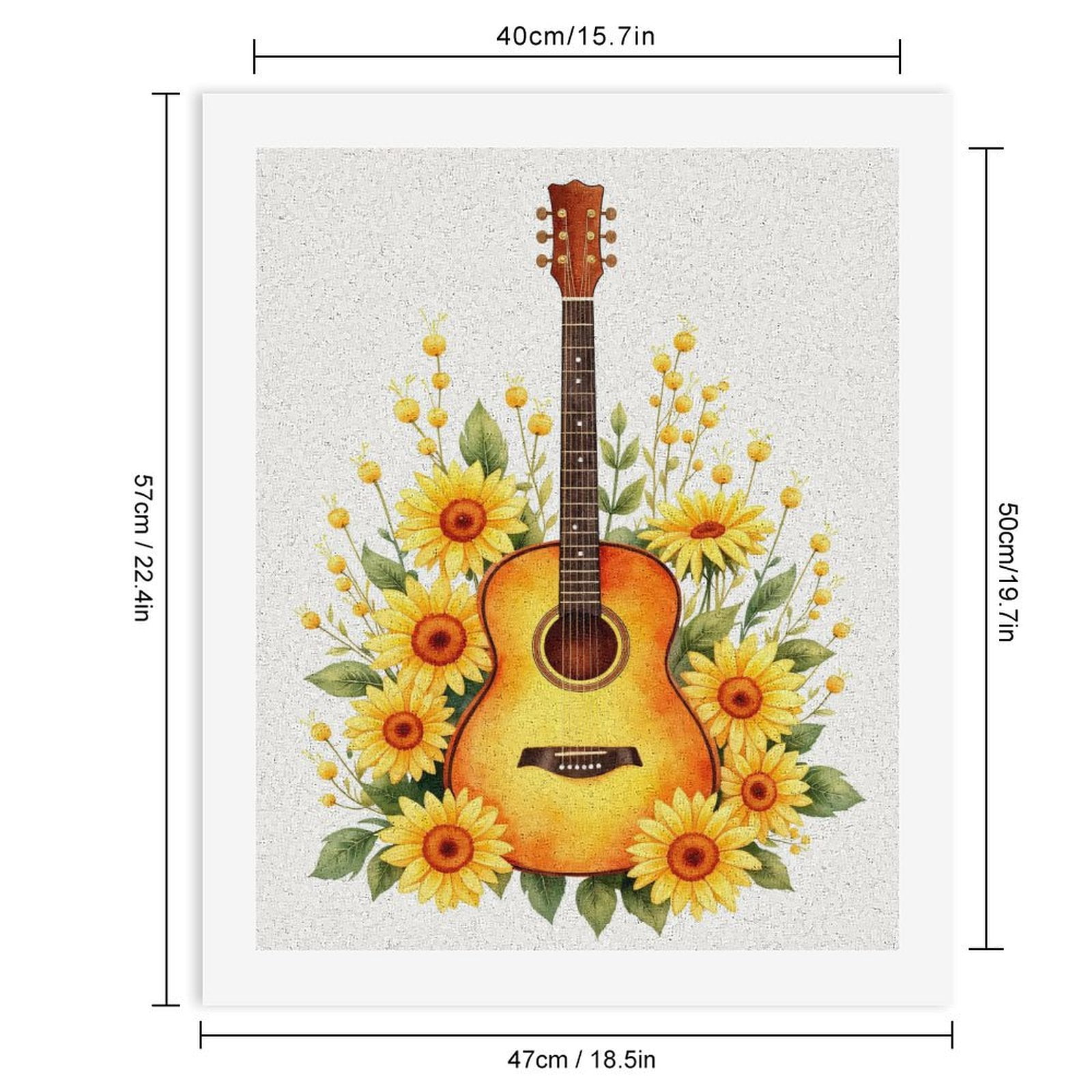 Paint By Numbers Kit for Adults Beginner - DIY Sunflowers Guitar Art Nature Music Canvas Painting Kits for Adults, Frameless Paint By Number for Adults for Home Wall Decor 16x20 Inch