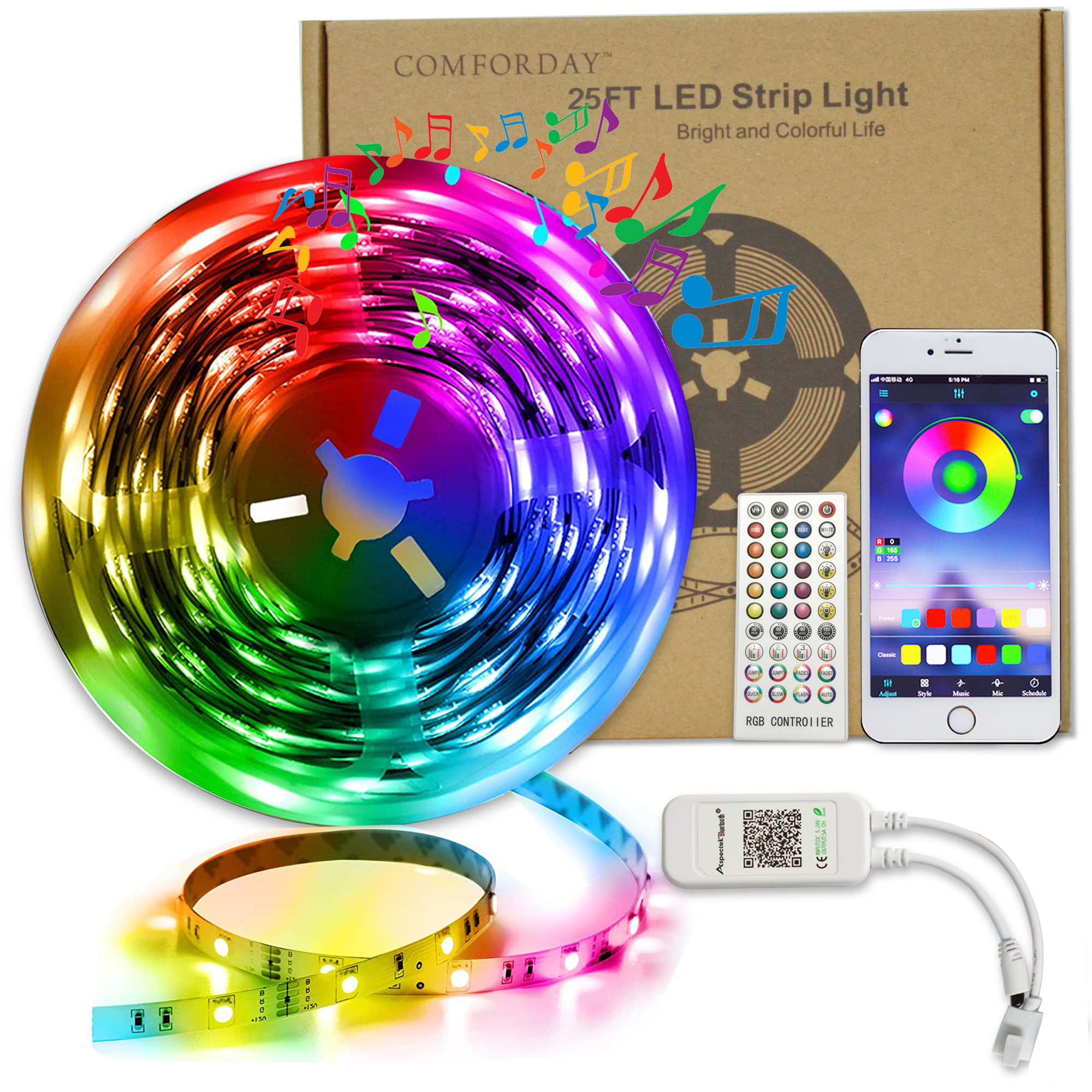 Details about   20M LED Strip 15M Lights 5050 RGB Color Changing w/ Remote for Bedroom TV Set 