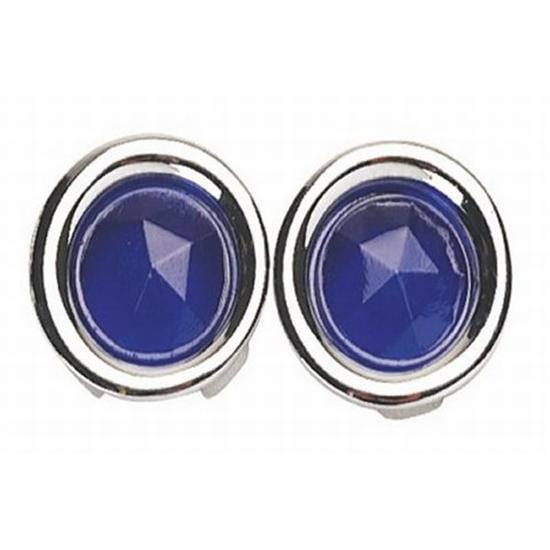 Blue Dot Tail Light Lens, Glass, w/ Chrome Fitting