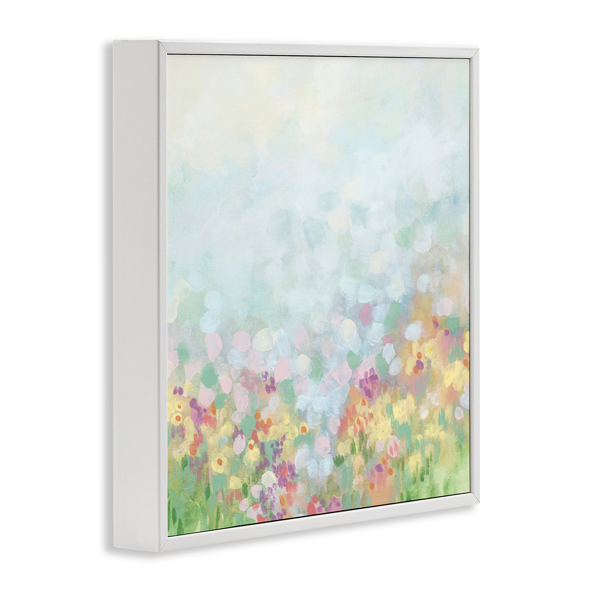 Stupell Industries Abstract Soft Meadow Abstract Painting White Framed Art Print Wall Art, 12 x 12