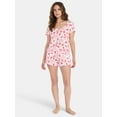thumbnail image 2 of Valentine's Day Women's Knit Henley Top and Shorts Pajama Set from Way to Celebrate, 2-Piece, Sizes XS-3X, 2 of 5