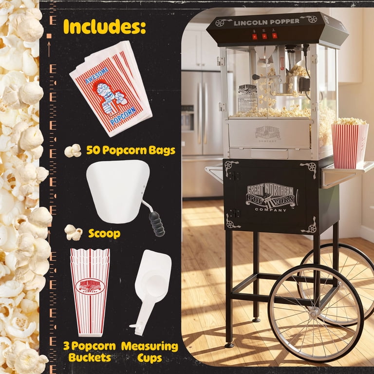 Great Northern Popcorn 8oz Lincoln Popcorn Machine with Cart