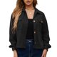 thumbnail image 2 of Chaqueta de Pana para Mujer Informal con Botones Manga Larga Prendas de Vestir Cortas con Bolsillo Color Puro Cuello Vuelto Abrigo Holgado ANGGREK  Otros, 2 of 8