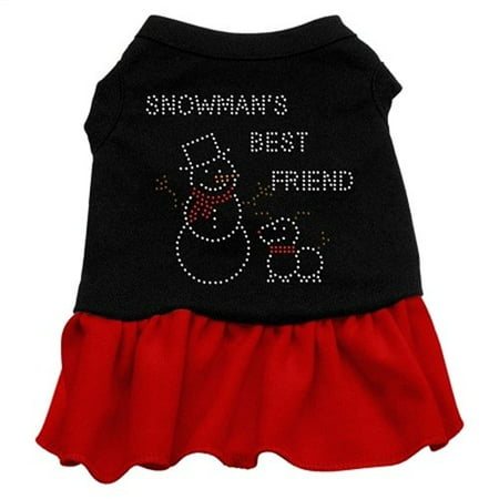 Snowman's Best Friend Rhinestone Dress Black with Red XXL