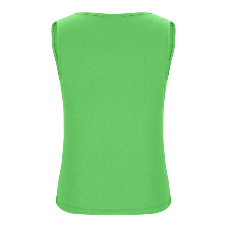 Nrmvnmi Women's Solid Pleated Tank Tops Sleeveless Deep V