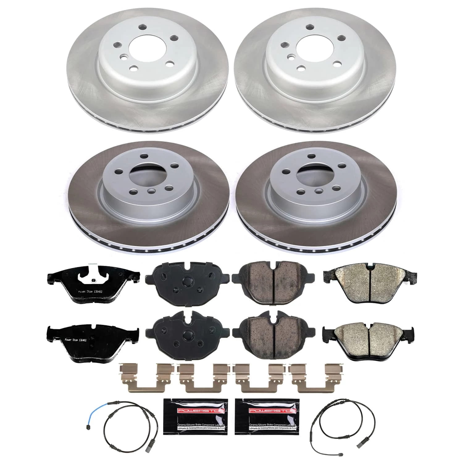 PowerStop Front and Rear Semi-Coated Rotor and Low-Dust Ceramic Brake Pad Kit SC7237