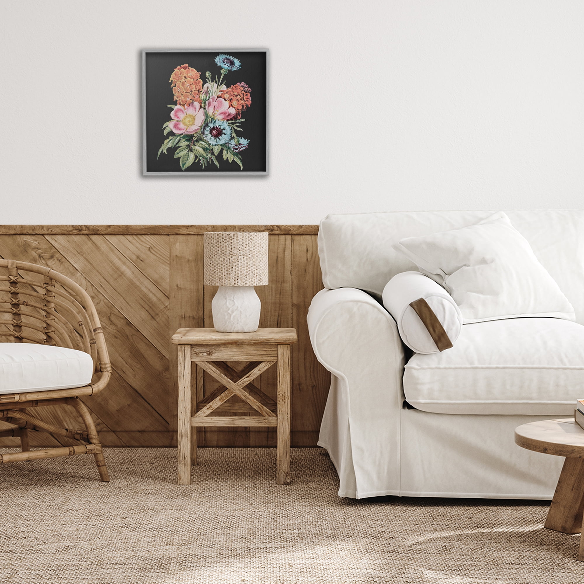 Stupell Industries Vintage Bouquet Study over Black Gray Framed Giclee Art, design by Dan Meneely