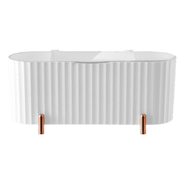 Caja organizadora apilable para almacenamiento de maquillaje para tocador de baño, encimeras y cajones - Blanco