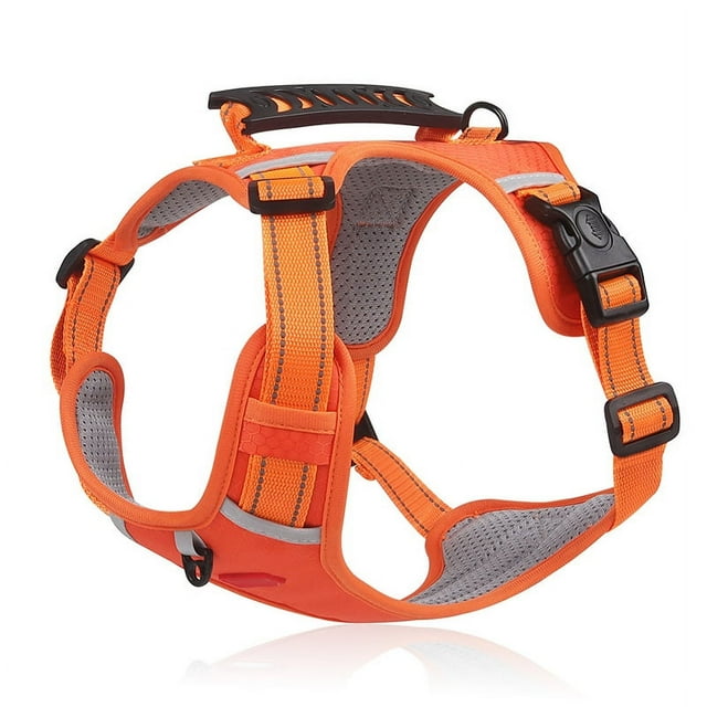 Correa de arnés para mascotas Ormromra reflectante ajustable transpirable seguro naranja