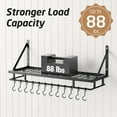 thumbnail image 3 of 30-Inch Kitchen Pan Pot Rack Wall Mounted Hanging Storage Organizer Wall Shelf with Hooks Matte Black, 3 of 15