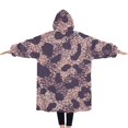thumbnail image 2 of Oversized Wearable Blanket Hoodie,Purple and Pink Leopard Pattern Sherpa Blanket Hoodie with Super Pockets,Super Warm Fuzzy Pullover for Women & Men, 2 of 6