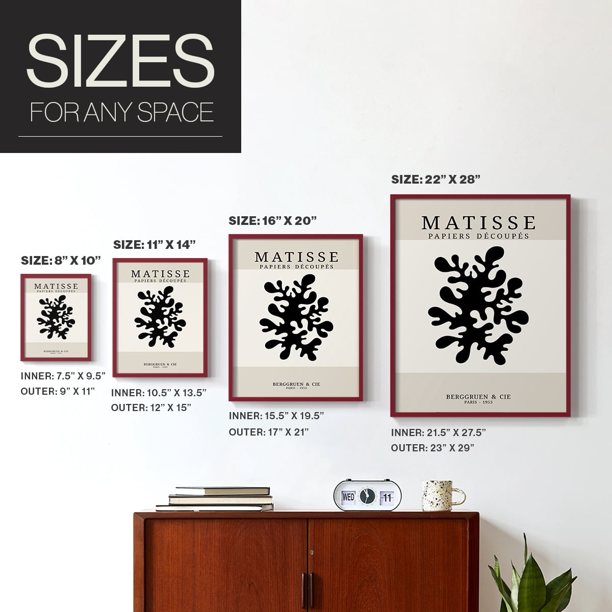 Matisse CDXV in Red Solid Wood Framed Print No Nail Hanging